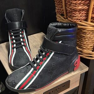 Gucci Black and Red High-Top Sneakers
